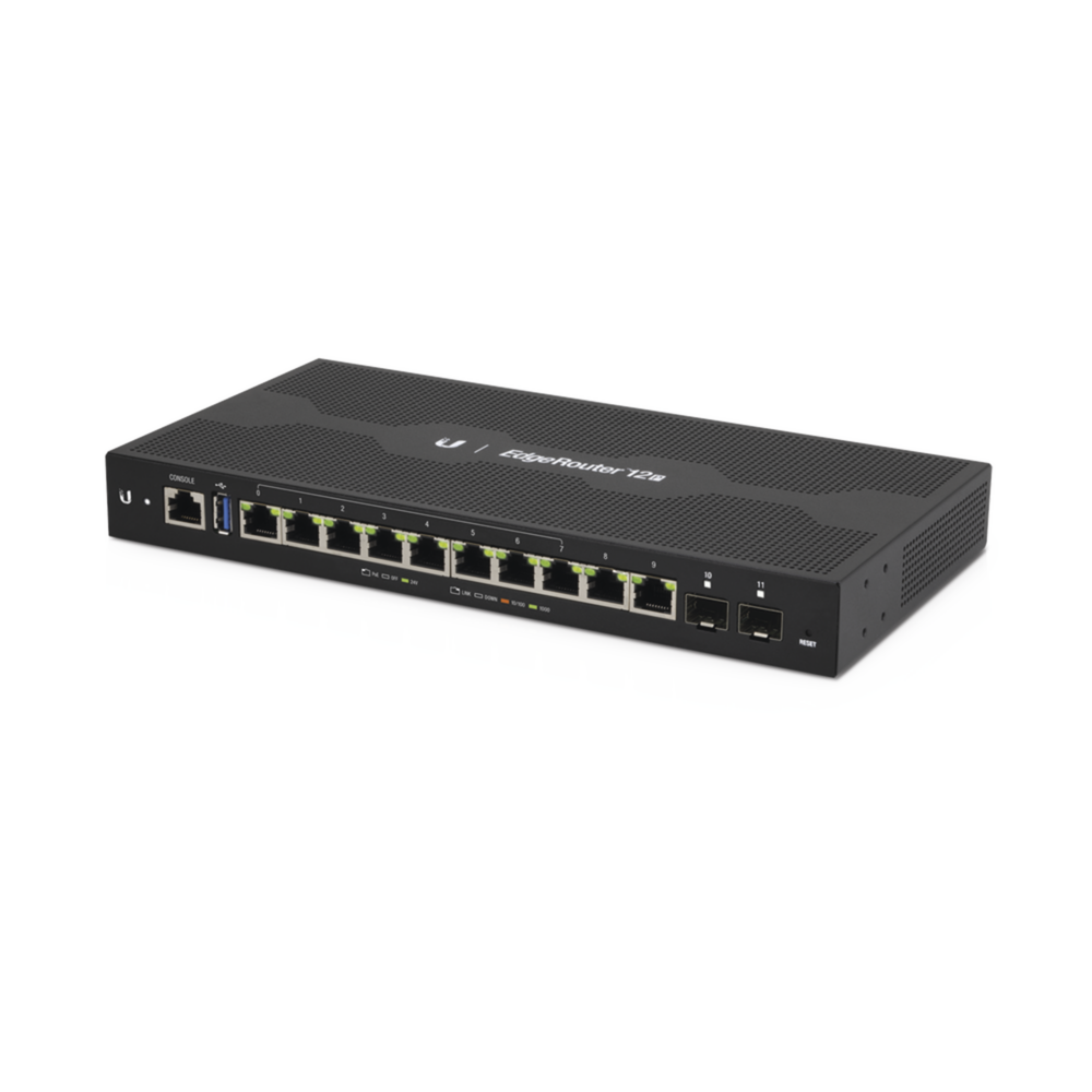 EdgeRouter 12 PoE pasivo 24 V, con 10 puertos 10/100/1000 Mbps + 2 puertos SFP, con funciones avanzadas de ruteo