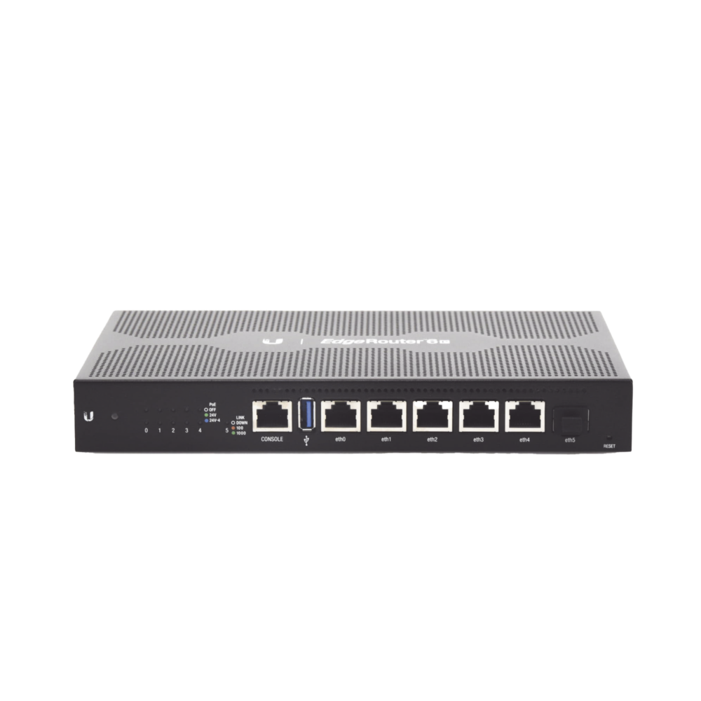 EdgeRouter 6 PoE pasivo 24 V, con 5 puertos 10/100/1000 Mbps + 1 puerto SFP, con funciones avanzadas de ruteo