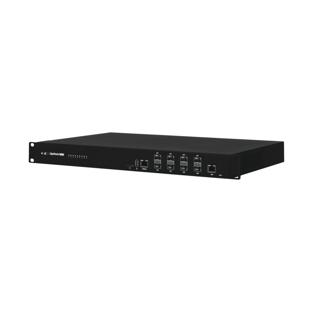 EdgeRouter INFINITY de 8 puertos SFP+ 10 G + 1 puerto RJ45 Gigabit, throughput 80 Gbps, 16 núcleos y 16 GB RAM , fuentes de alimentación modulares Hot-Swappable