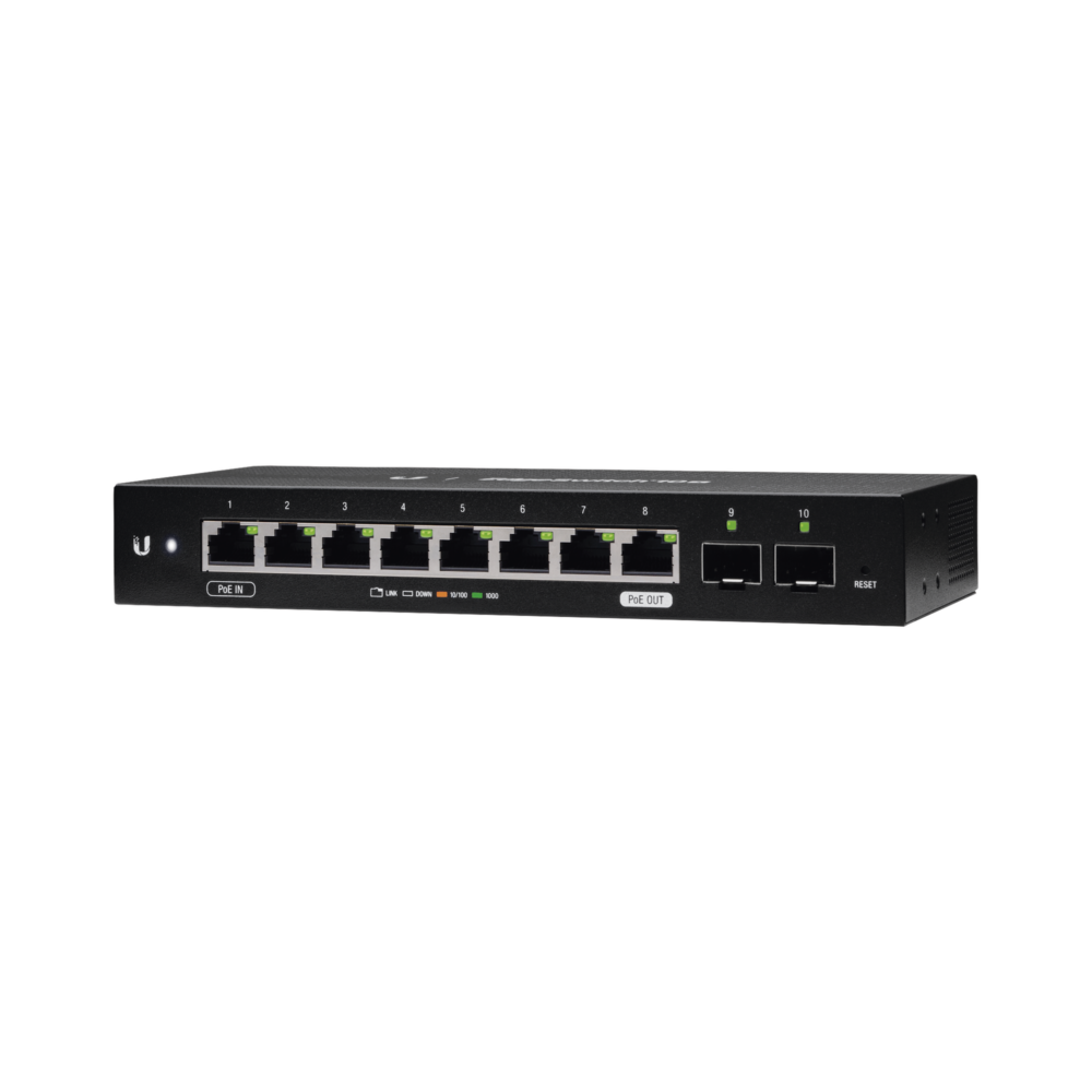 EdgeSwitch 10X Administrable de 8 Puertos Gigabit, PoE Passthrough + 2 Puertos SFP