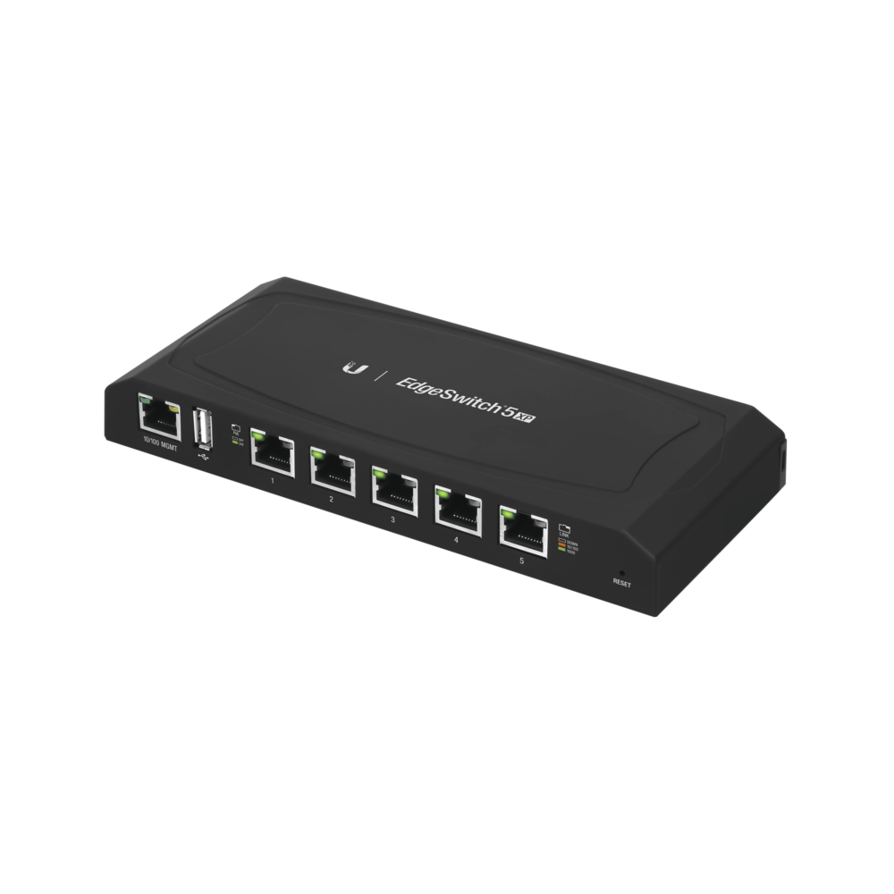 EdgeSwitch 5XP Administrable de 5 Puertos Gigabit PoE de 24 V Pasivo, con funciones avanzadas de Capa 2