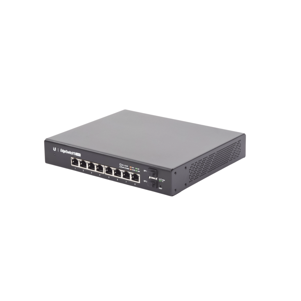 Switch EdgeMAX Administrable de 8 Puertos Gigabit con PoE+/PoE Pasivo 24V + 2 Puertos SFP, 150 W