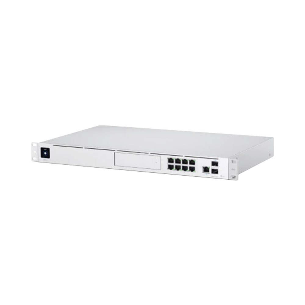 UniFi OS Console: Dream Machine Pro, con 1 puerto WAN Gigabit RJ45, 1 puerto WAN 10G SFP+ / 8 puertos LAN Gigabit RJ-45, y una bahía de HDD 3.5