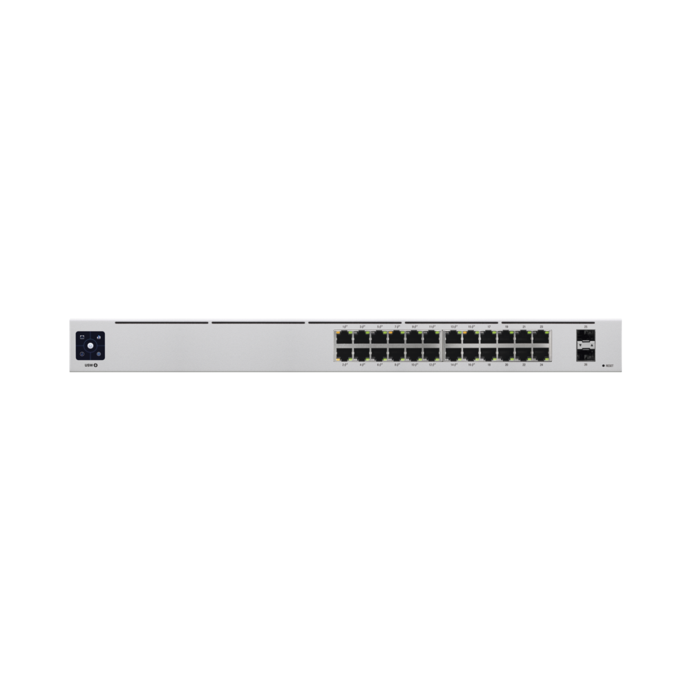 UniFi Switch USW-24-POE Gen2, Capa 2 de 24 puertos (16 puertos PoE 802.3af/at + 8 puertos Gigabit) + 2 puertos 1G SFP, 95W, pantalla informativa