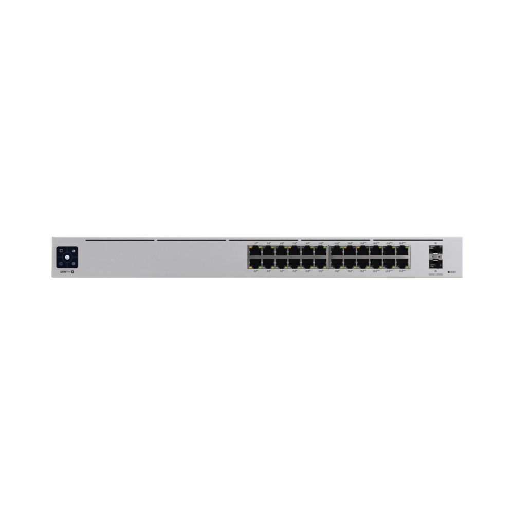 UniFi Switch USW-Pro-24-POE Gen2, con funciones capa 3, de 24 puertos PoE 802.3at/bt + 2 puertos 1/10G SFP+, 400W, pantalla informativa