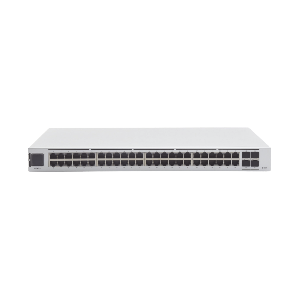 UniFi Switch USW-Pro-48, Capa 3 de 48 puertos Gigabit RJ-45 + 4 puertos 1/10G SFP+, pantalla informativa